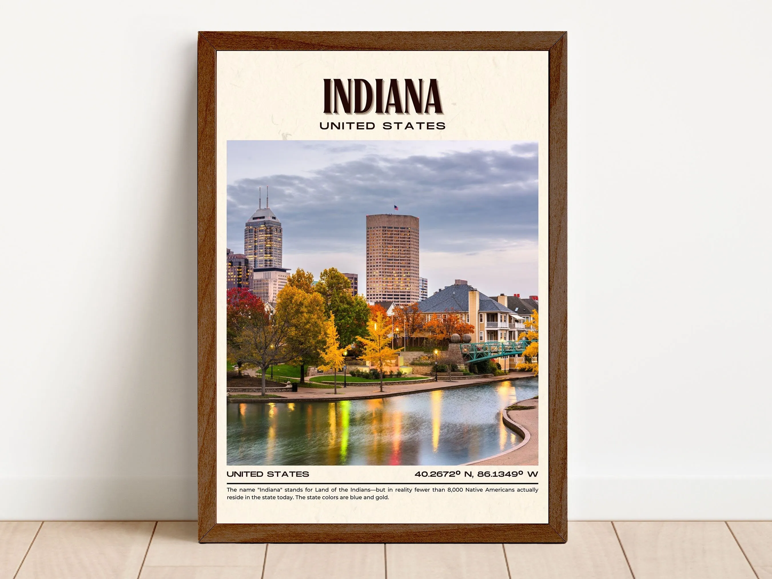 Indiana Vintage Wall Art, USA