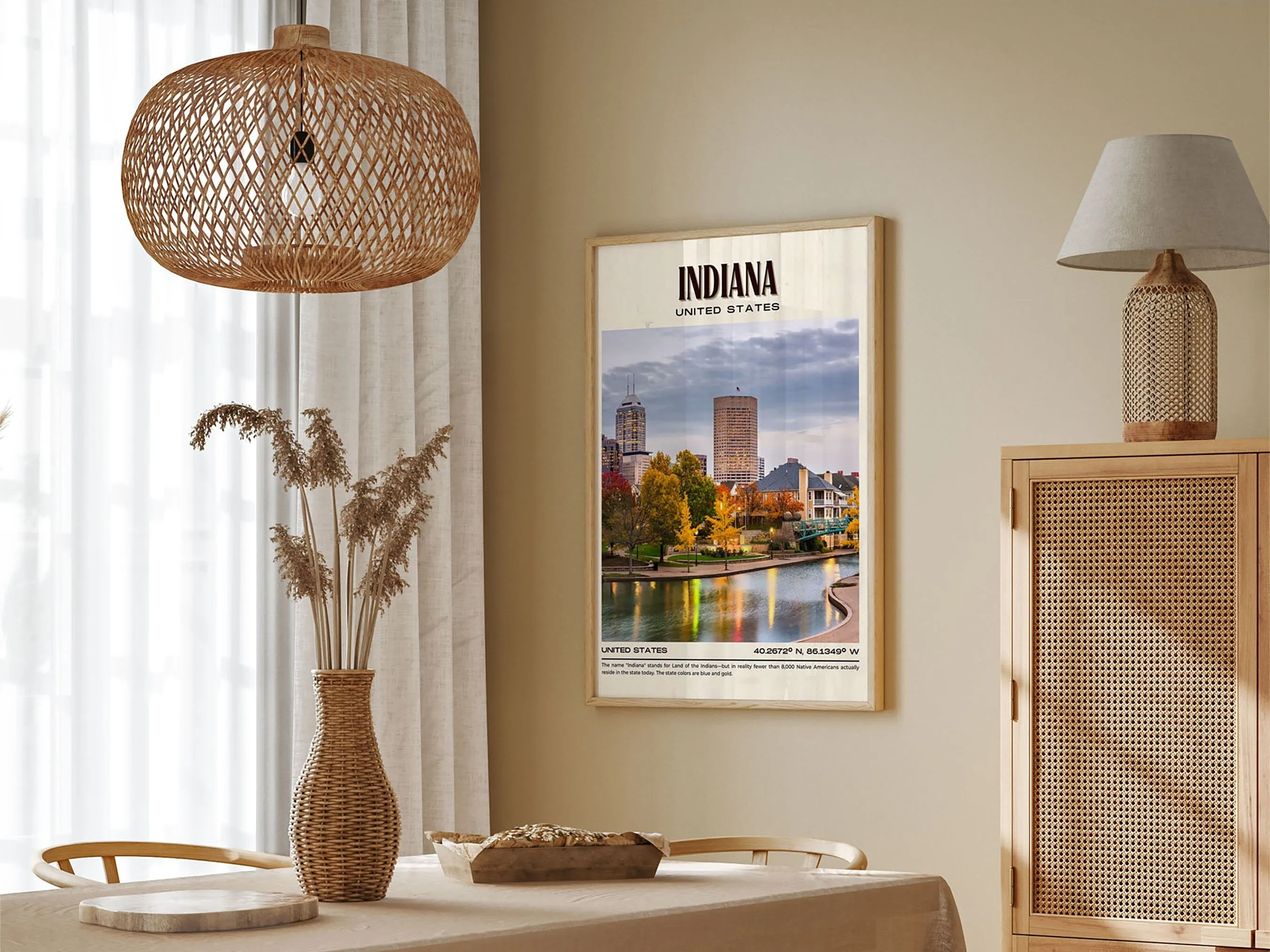 Indiana Vintage Wall Art, USA