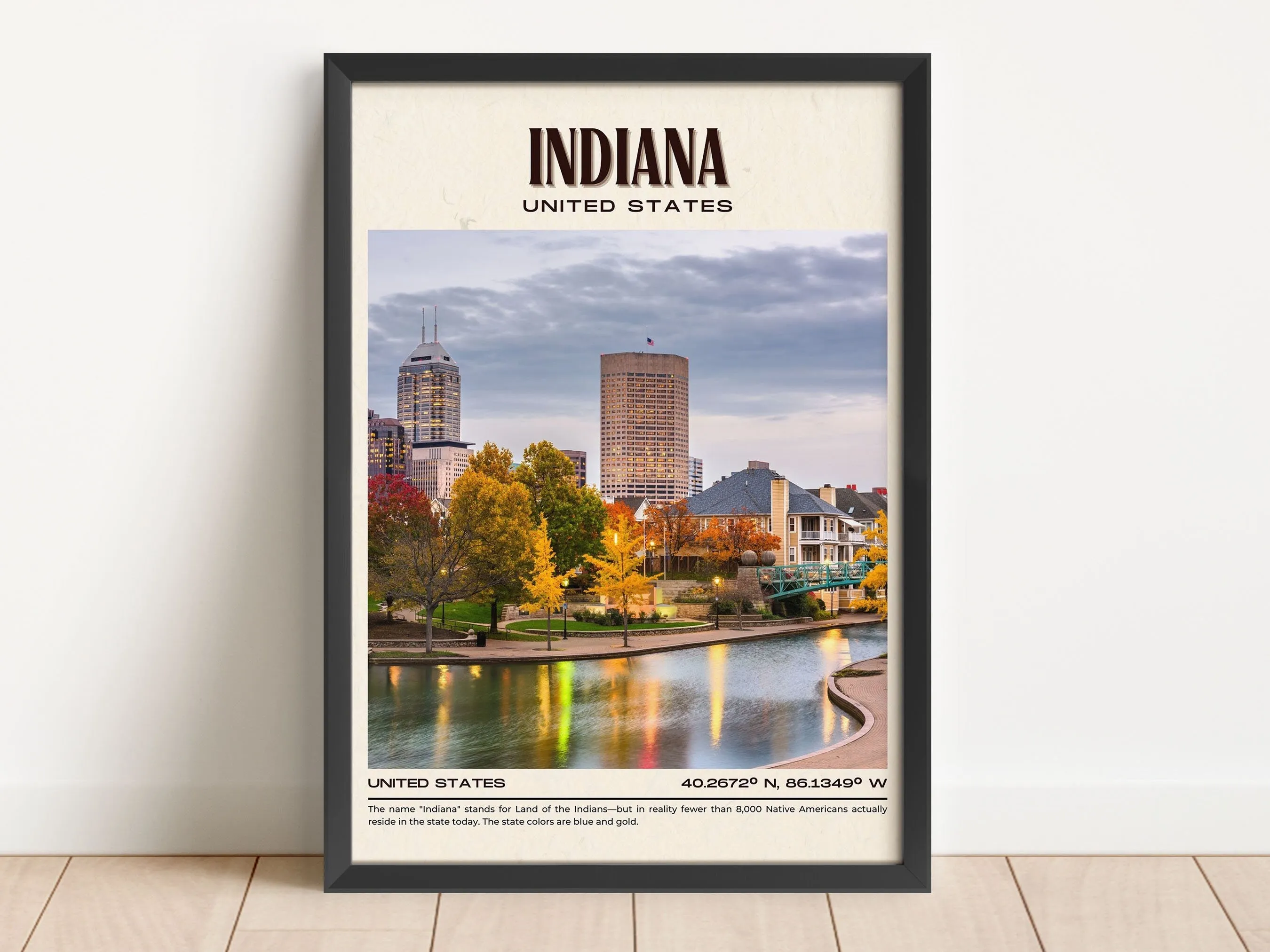 Indiana Vintage Wall Art, USA
