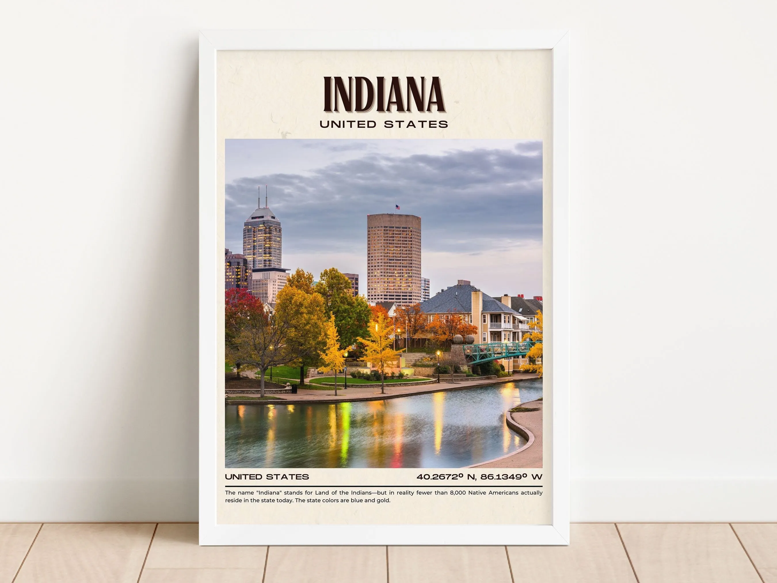 Indiana Vintage Wall Art, USA
