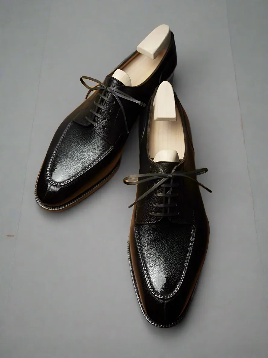 Italian Black Leather Laura Brogue Derby Oxfords - Formal Shoes