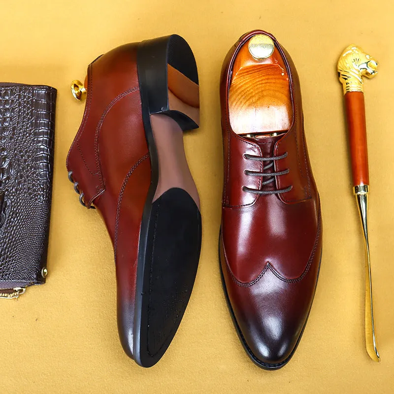 Italian Men's Business Casual Leather Shoes Pointed Toe Low-Top British Style Men's Formal Shoes Wedding Shoes23102