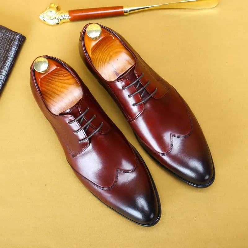 Italian Men's Business Casual Leather Shoes Pointed Toe Low-Top British Style Men's Formal Shoes Wedding Shoes23102