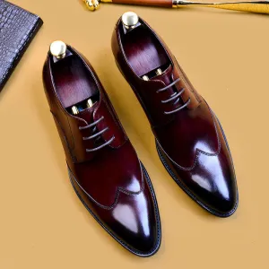 Italian Men's Business Casual Leather Shoes Pointed Toe Low-Top British Style Men's Formal Shoes Wedding Shoes23102