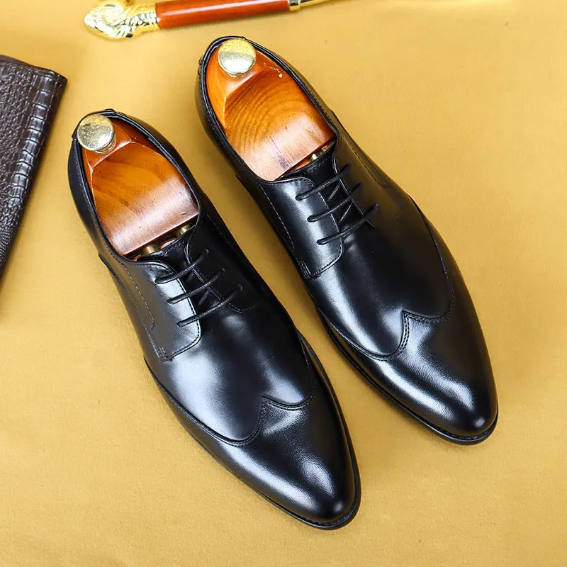 Italian Men's Business Casual Leather Shoes Pointed Toe Low-Top British Style Men's Formal Shoes Wedding Shoes23102