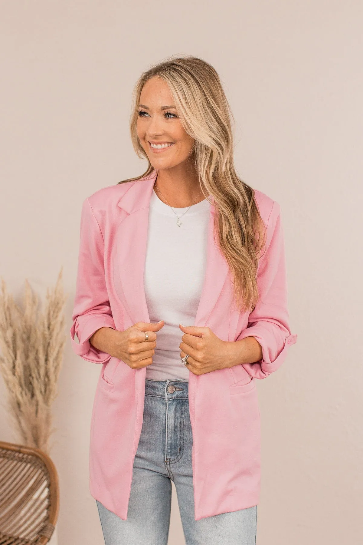 It's Just Business Casual Blazer- Pink