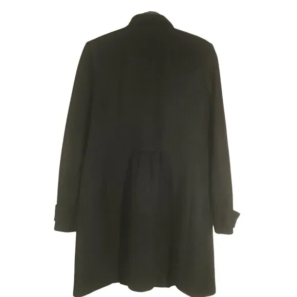 J.Crew Factory wool blend Y2K pea coat pleated dressy neutral black women’s 14