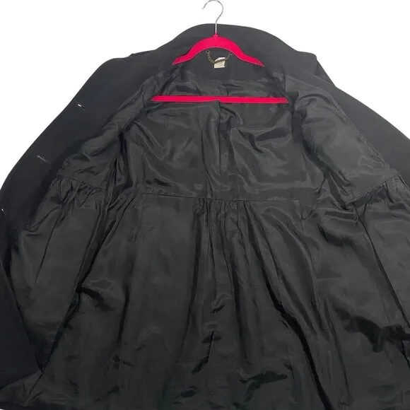 J.Crew Factory wool blend Y2K pea coat pleated dressy neutral black women’s 14