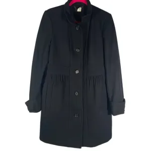 J.Crew Factory wool blend Y2K pea coat pleated dressy neutral black women’s 14