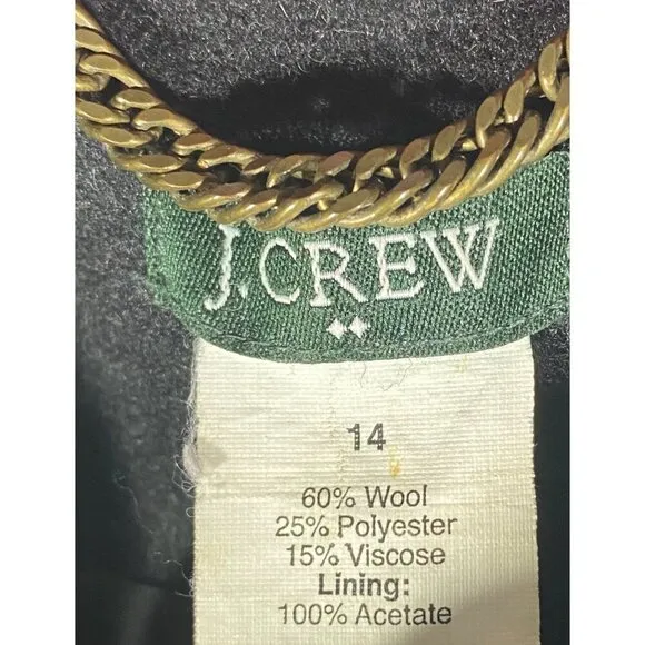 J.Crew Factory wool blend Y2K pea coat pleated dressy neutral black women’s 14