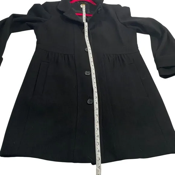 J.Crew Factory wool blend Y2K pea coat pleated dressy neutral black women’s 14
