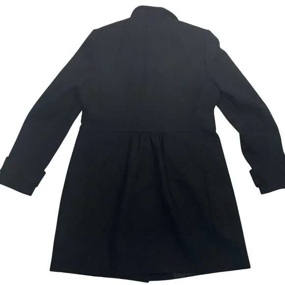 J.Crew Factory wool blend Y2K pea coat pleated dressy neutral black women’s 14
