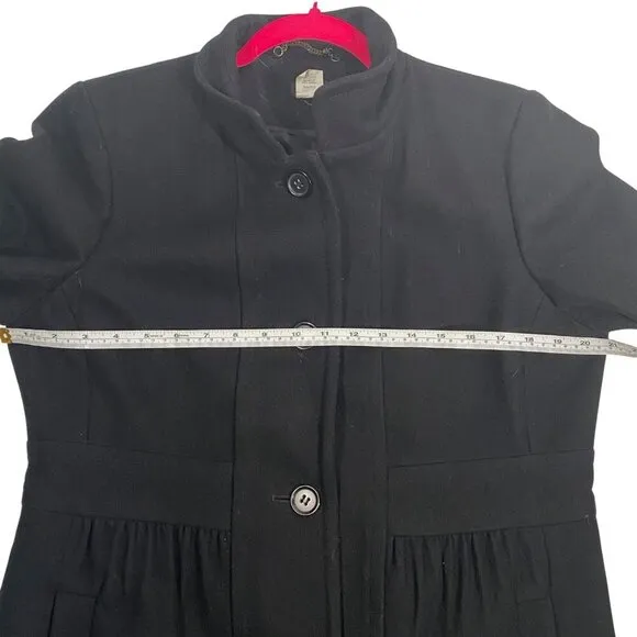 J.Crew Factory wool blend Y2K pea coat pleated dressy neutral black women’s 14