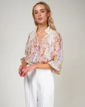 jeannie bracelet billow blouse - floral swirl