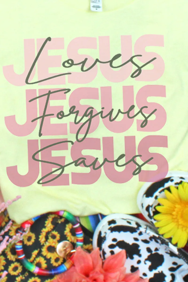 Jesus Loves Forgives Saves Tri-Blend Short Sleeve Tee