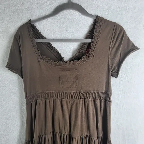 Johnny Was JW Los Angeles Embroidered Tiered Dress Floral Casual Brown Size S
