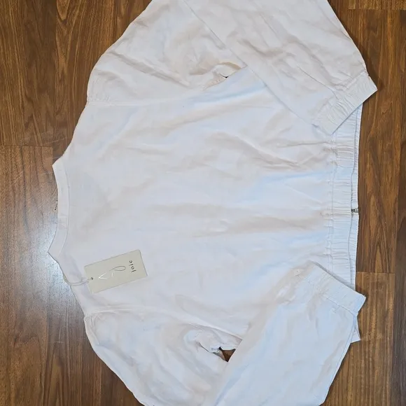 Joie White Linen Lightweight Bomber Style Jacket