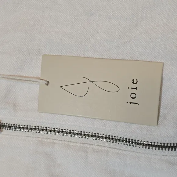 Joie White Linen Lightweight Bomber Style Jacket