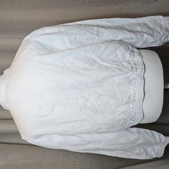 Joie White Linen Lightweight Bomber Style Jacket