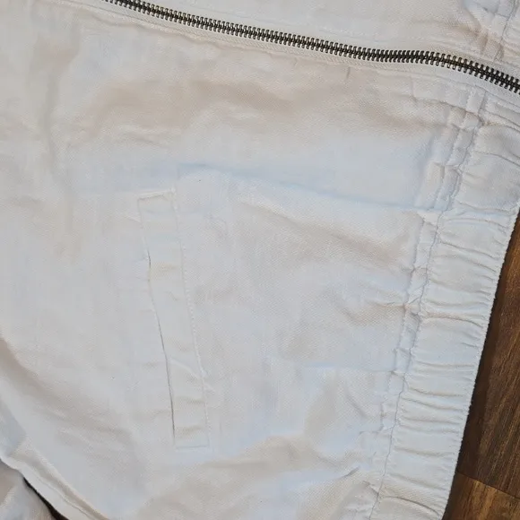 Joie White Linen Lightweight Bomber Style Jacket