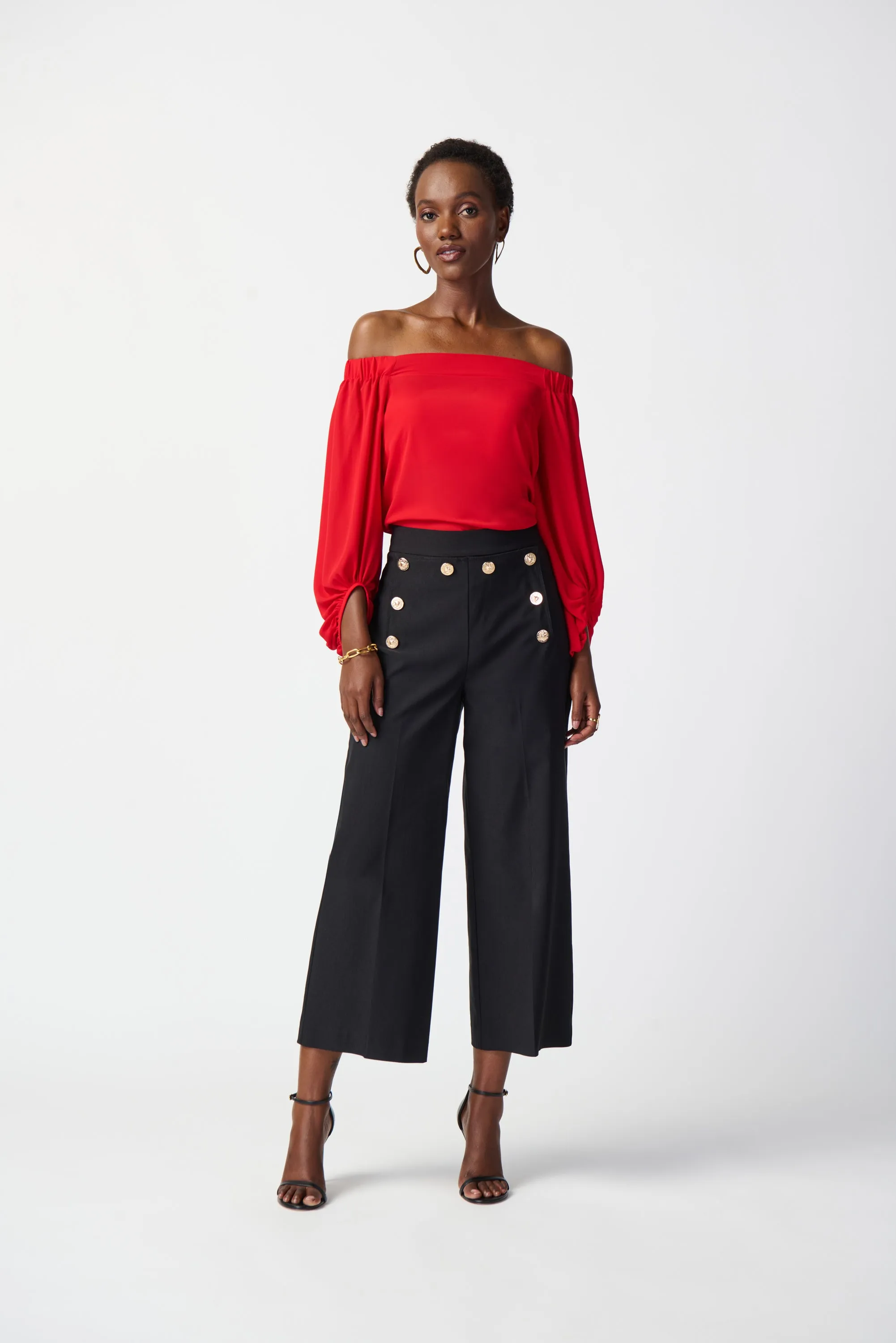 Joseph Ribkoff Georgette Off-Shoulder Flared Top
