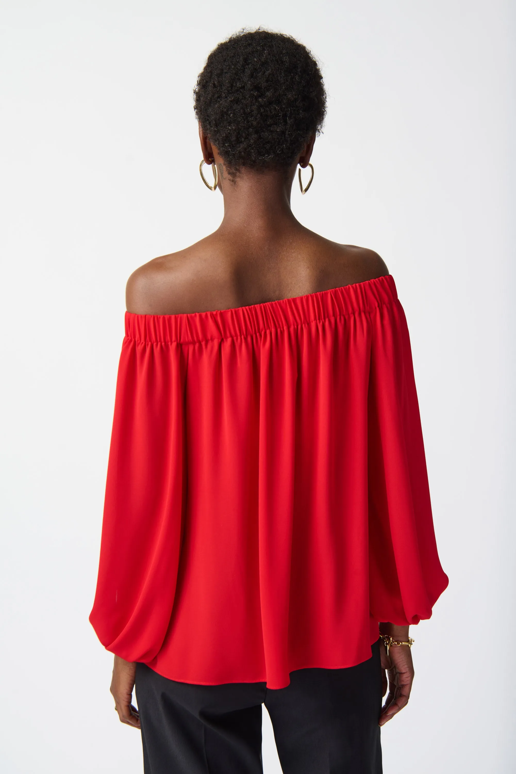 Joseph Ribkoff Georgette Off-Shoulder Flared Top