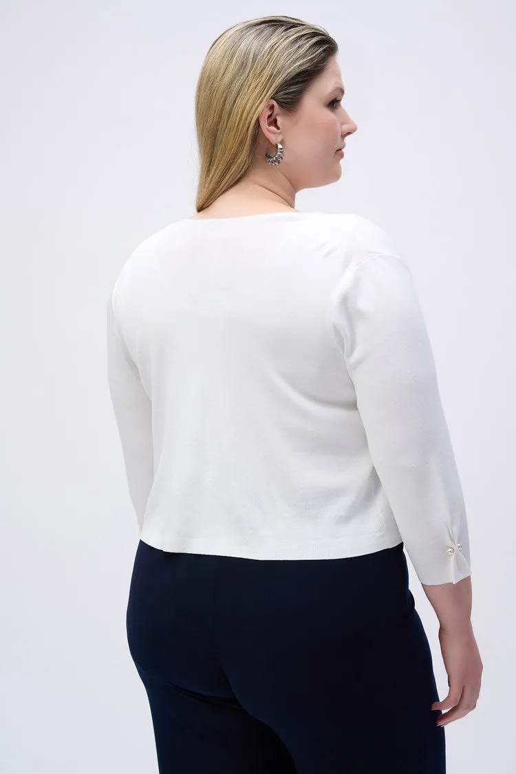 Joseph Ribkoff Sweater Knit Cover Up With Pearl Ornament