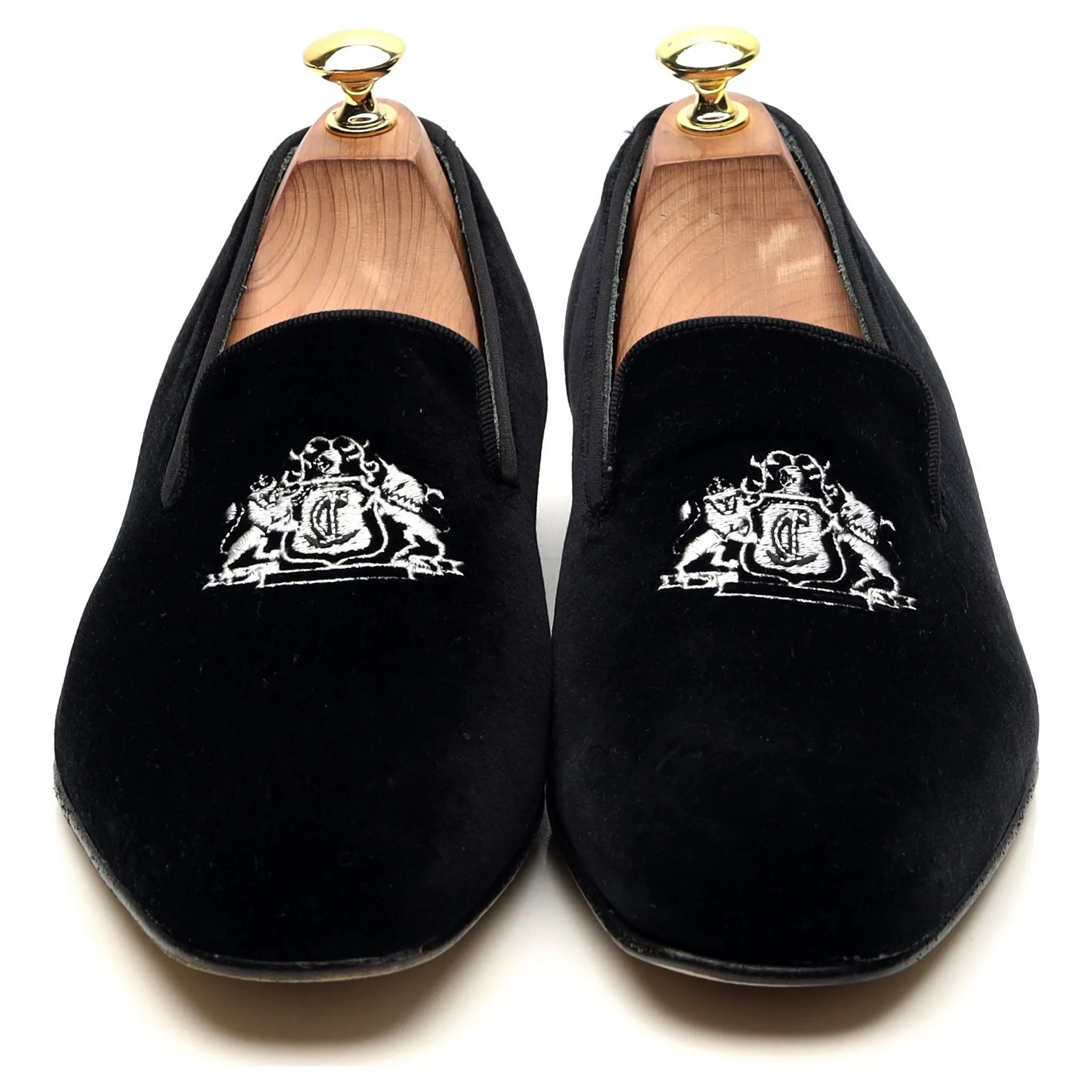 'Jubilee' Black Velvet Slippers UK 8.5 F