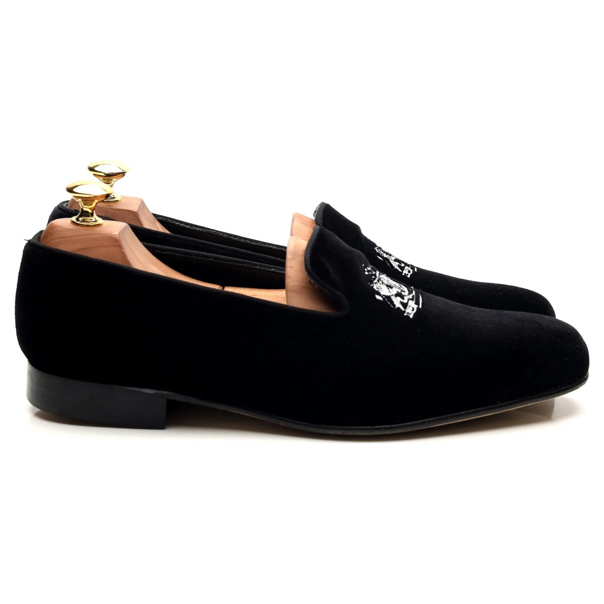 'Jubilee' Black Velvet Slippers UK 8.5 F