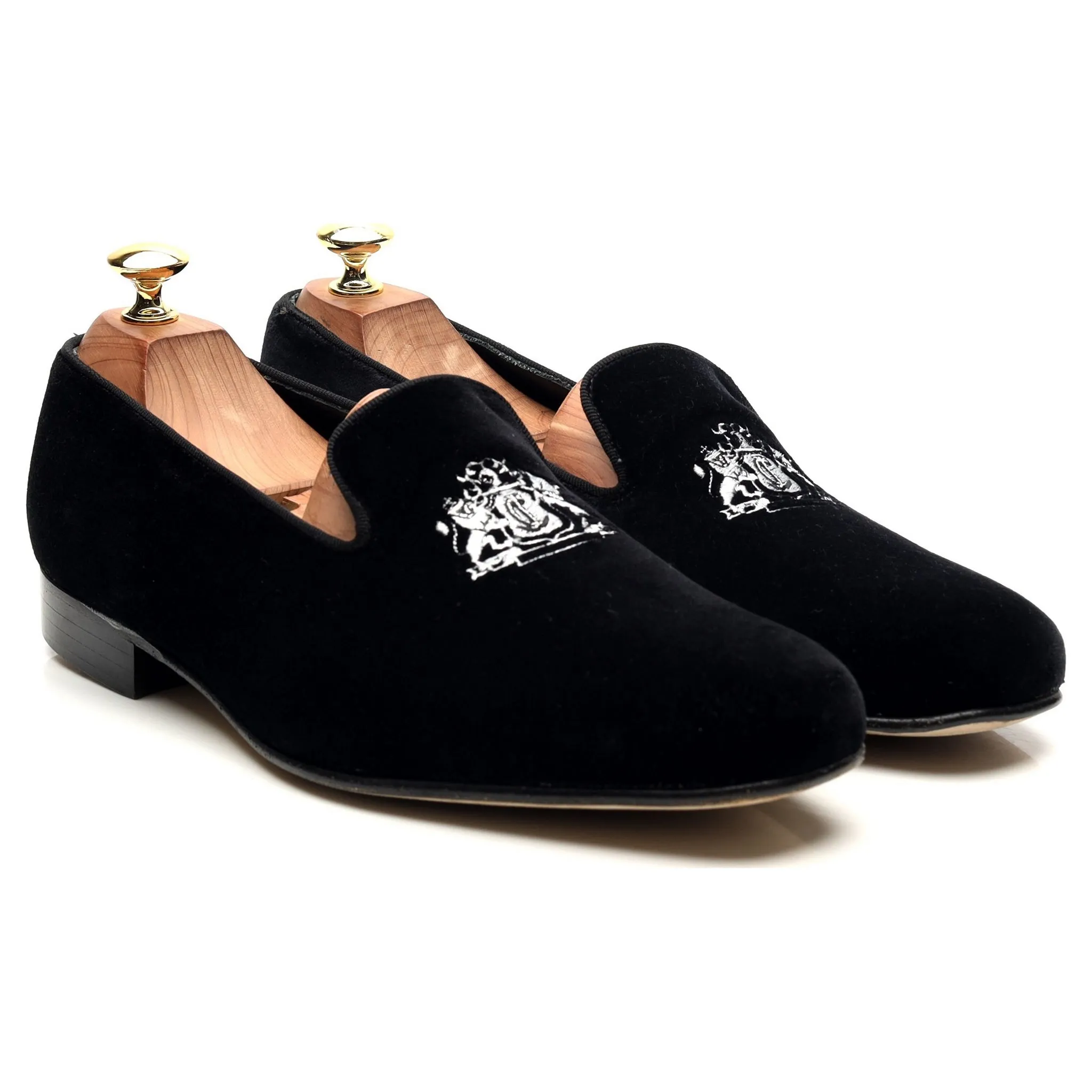 'Jubilee' Black Velvet Slippers UK 8.5 F