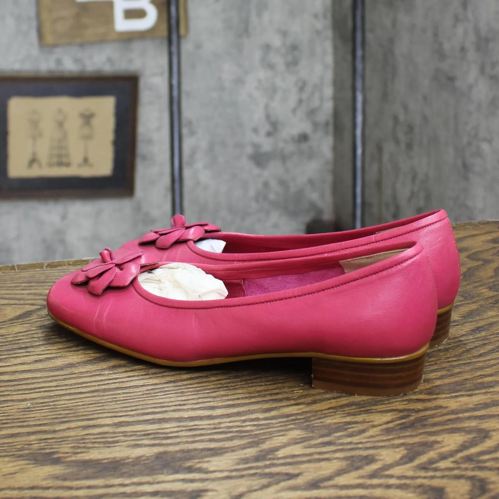 Karen Scott Womens Vintage Rose Leather Slip On Flats Fuschia Pink 6M