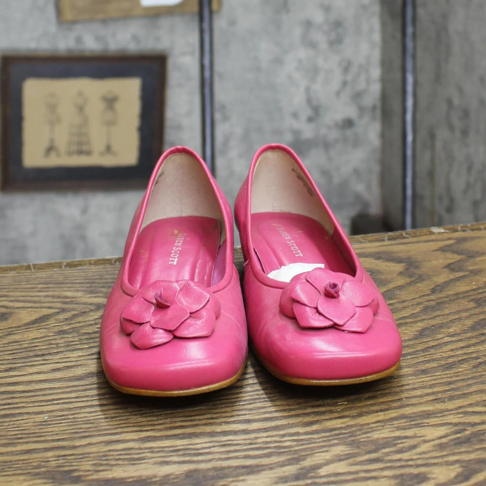 Karen Scott Womens Vintage Rose Leather Slip On Flats Fuschia Pink 6M