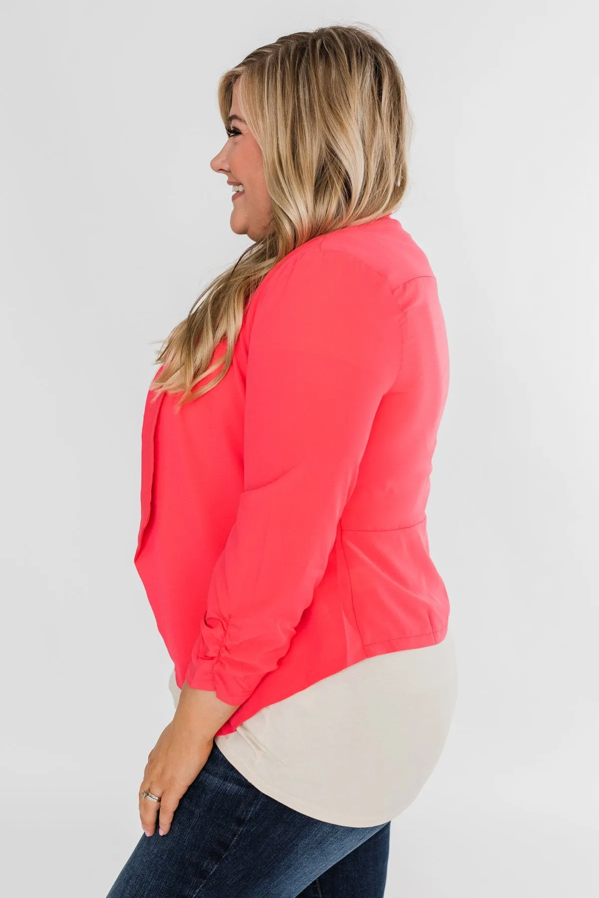 Keep It Professional Blazer- Neon Pink
