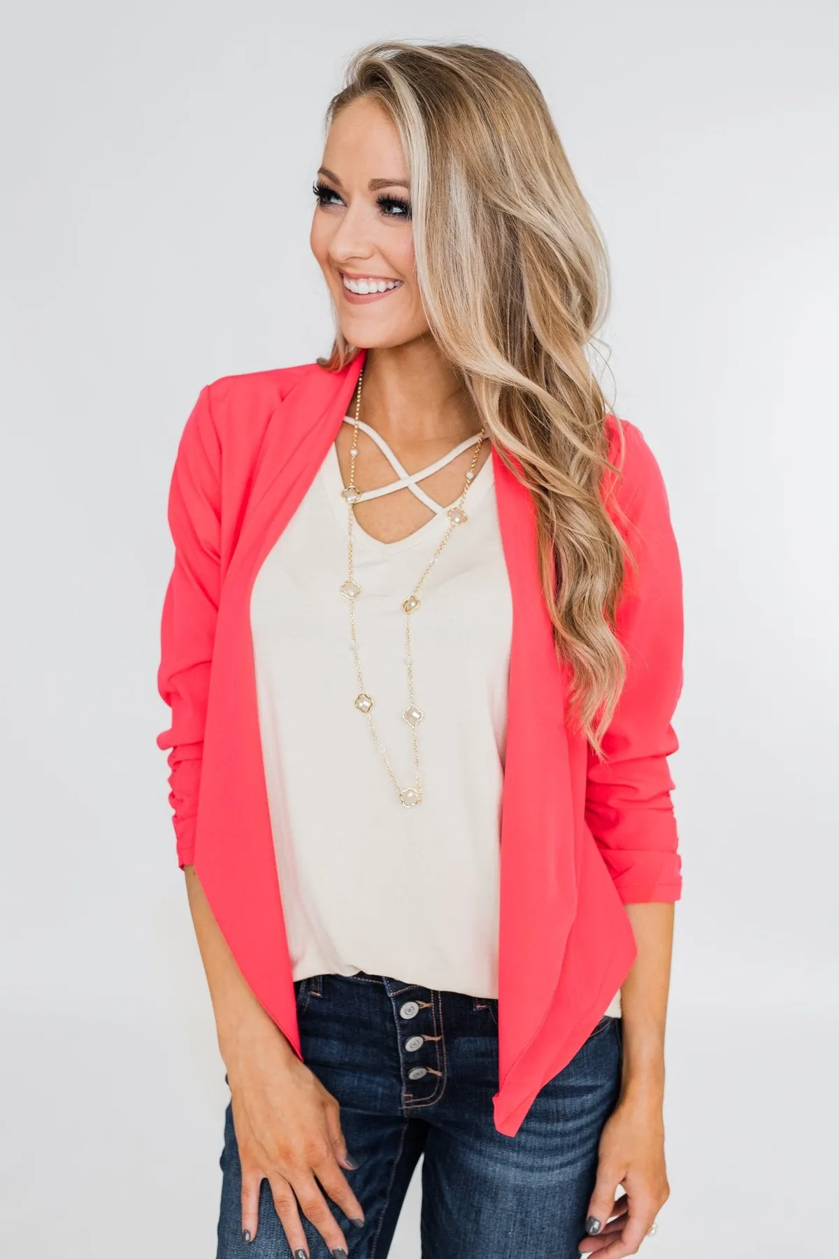 Keep It Professional Blazer- Neon Pink