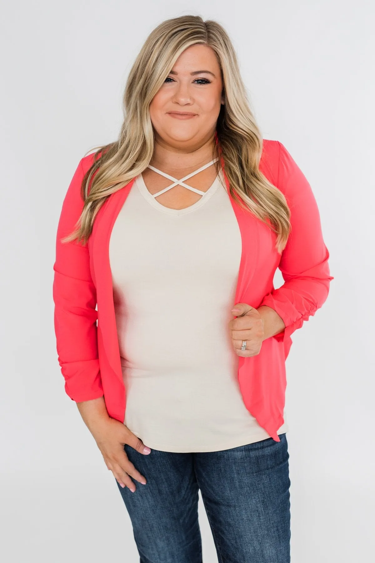 Keep It Professional Blazer- Neon Pink