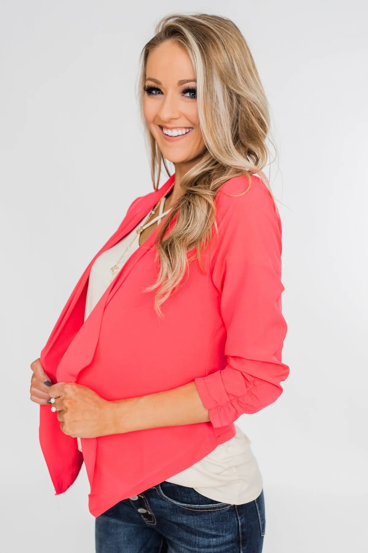 Keep It Professional Blazer- Neon Pink