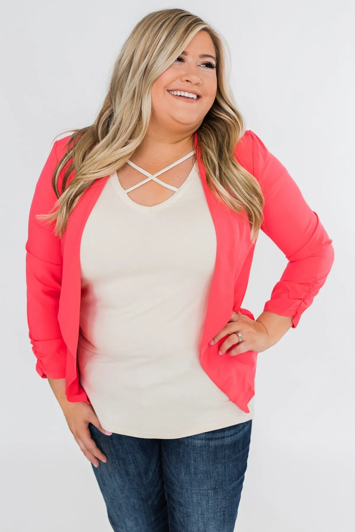 Keep It Professional Blazer- Neon Pink
