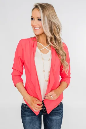 Keep It Professional Blazer- Neon Pink