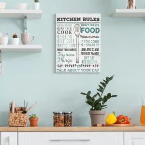Kitchen Rules Farmhouse Typography Canvas Art Print - 6.5"x8.5"