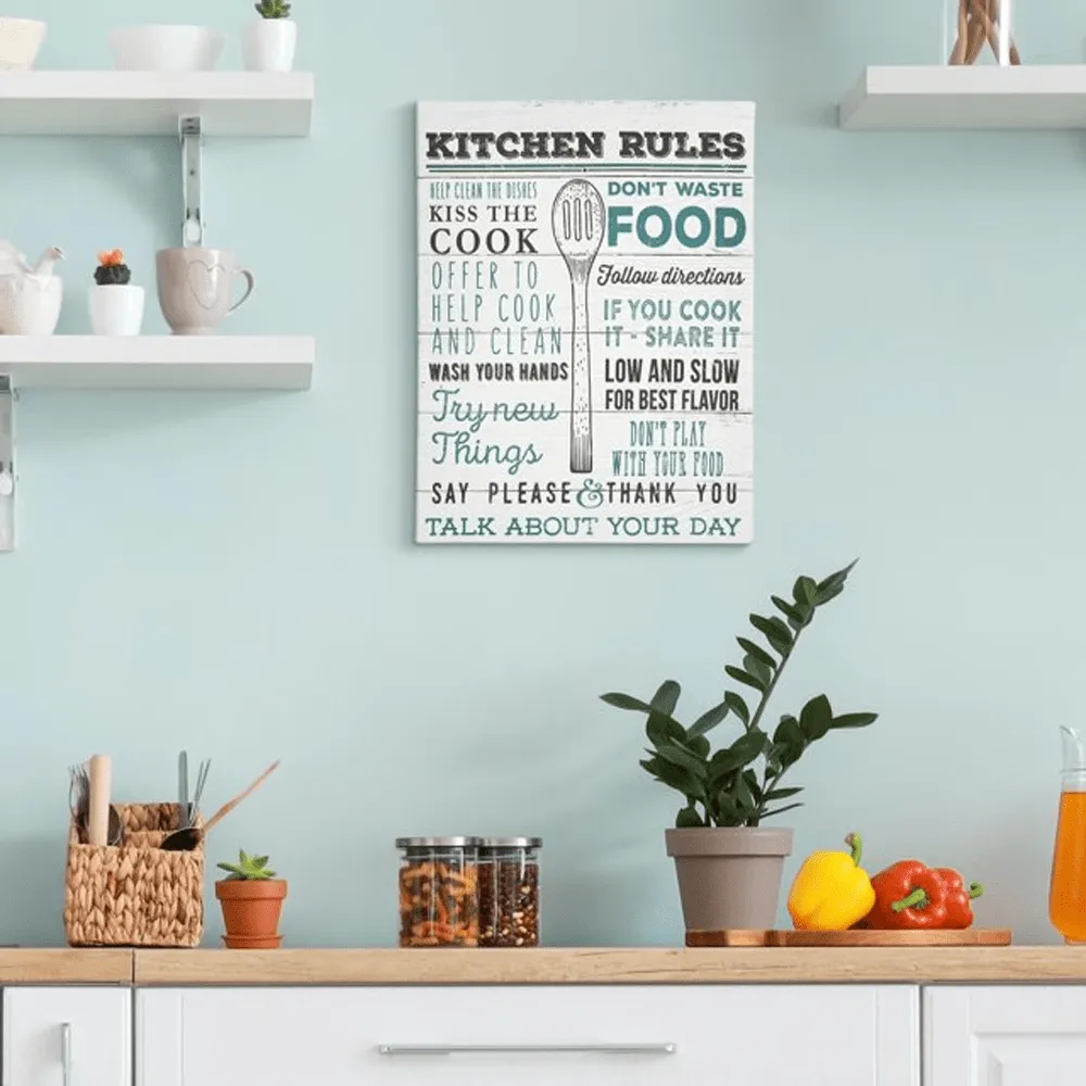 Kitchen Rules Farmhouse Typography Canvas Art Print - 6.5"x8.5"
