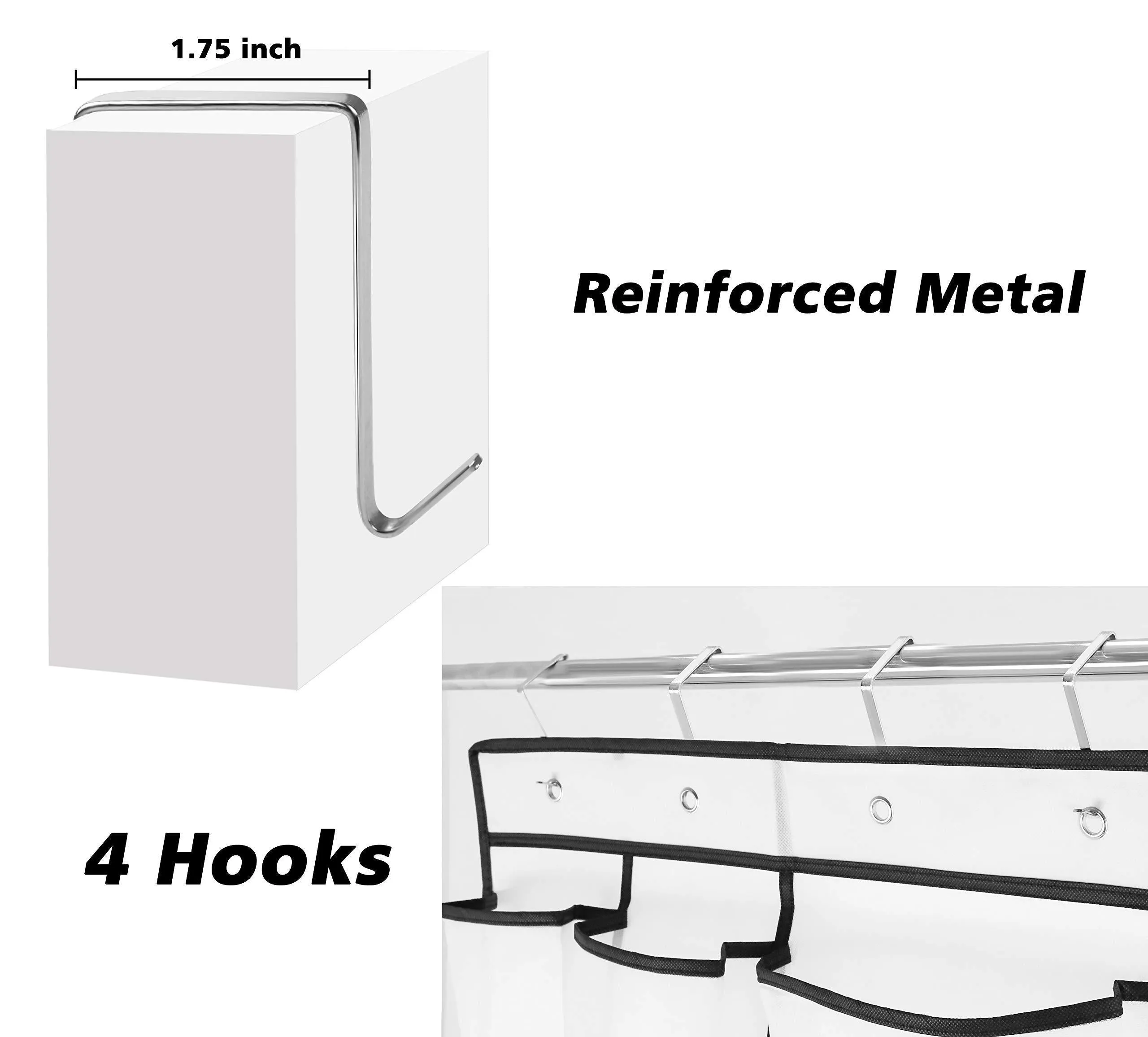 Kootek 2 Pack Over The Door Shoe Organizers, 12 Mesh Pockets   6 Large Mesh Storage Various Compartments Hanging Shoe Organizer with 8 Hooks Shoes Holder for Closet Bedroom, White (59 x 21.6 inch)