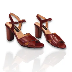 Ladies leather heeled Sandal LS72