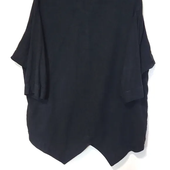 Ladri's Linen Abalone Shell Button Black Lightweight Shirt Jacket One Size