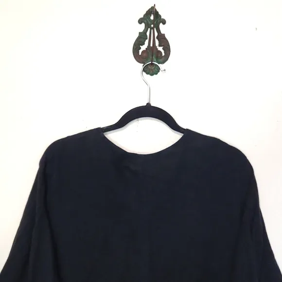 Ladri's Linen Abalone Shell Button Black Lightweight Shirt Jacket One Size