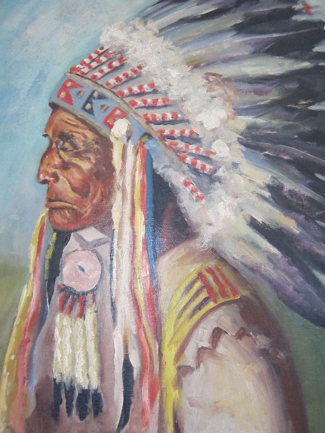Lakota Indian Chief Oil Painting -  Red Cloud