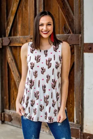 L&B Brand - Cream color tank with feather print