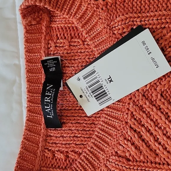 Lauren Ralph Lauren Canyon Orange Sweater Size XL NWT