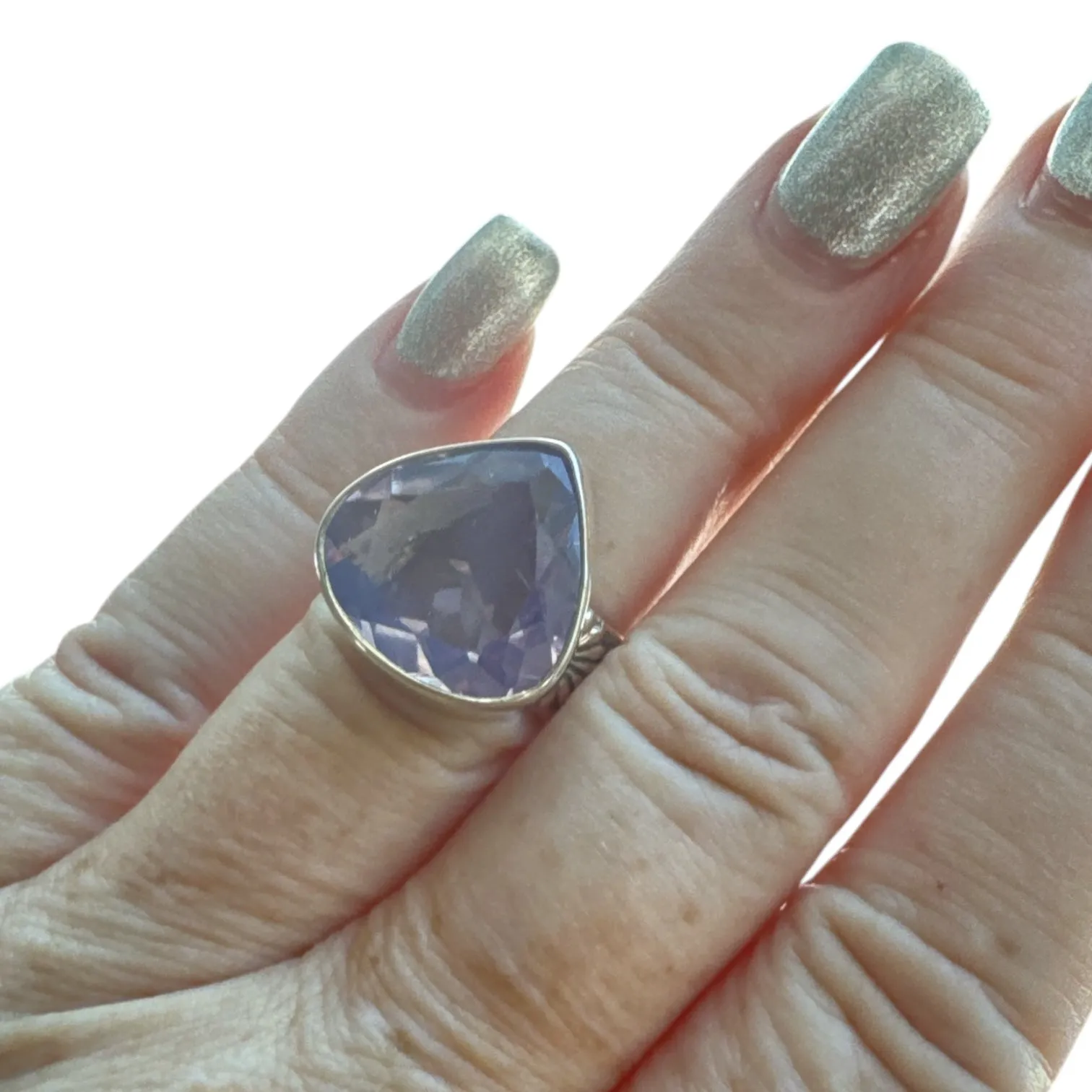 Lavender Quartz Solid 925 Sterling Silver Ring 5.5