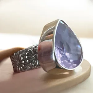 Lavender Quartz Solid 925 Sterling Silver Ring 5.5