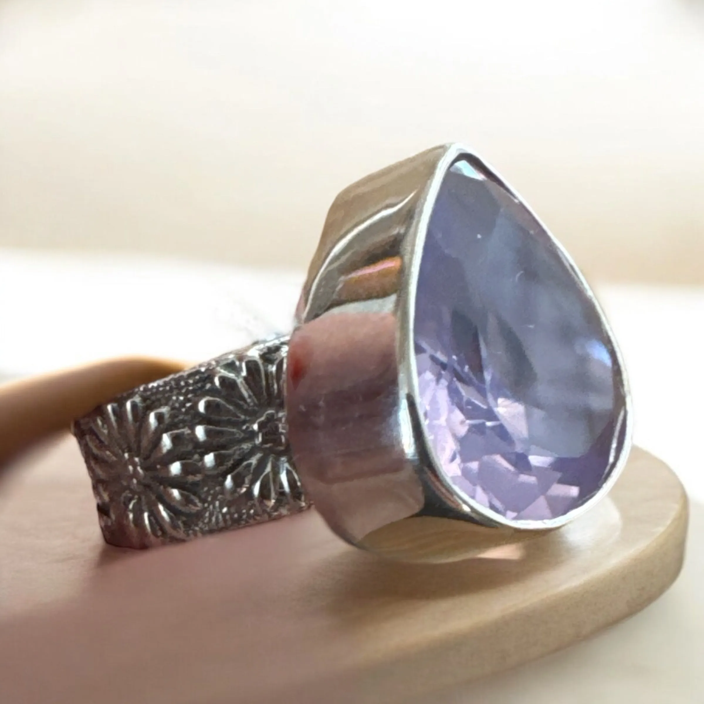 Lavender Quartz Solid 925 Sterling Silver Ring 5.5